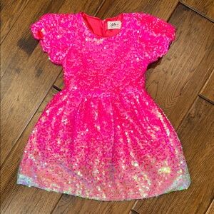 Lola + the Boys BUBBLE GUM SHIMMER SEQUIN DRESS. Size 5. WORN ONCE.